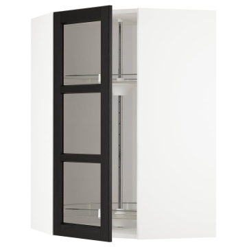 METOD Nurgas Seinakapp + riiulid / klaasuks, valge, Lerhyttan värvitud must,68x100 см METOD Nurgas Seinakapp + riiulid / klaasuks, valge, Lerhyttan värvitud must,68x100 см