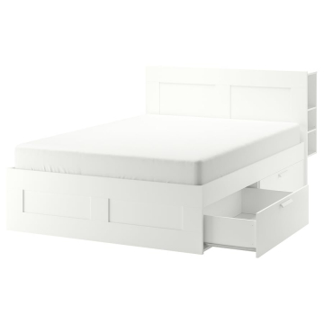 BRIMNES Voodi raam koos peatoega, valge, Lönset, 140x200 см BRIMNES Voodi raam koos peatoega, valge, Lönset, 140x200 см