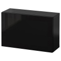 BESTÅ, seinakappide kombinatsioon 60x22x38 cm mustjaspruun Glassvik/must suitsuklaas