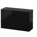 BESTÅ, klaasustega riiul 60x22x38 cm mustjaspruun/Glassvik must/suitsuklaas