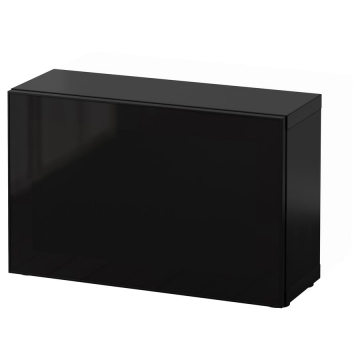 BESTÅ, klaasustega riiul 60x22x38 cm mustjaspruun/Glassvik must/suitsuklaas