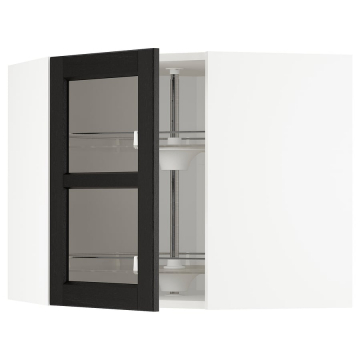 METOD Nurgas Seinakapp + riiulid / klaasuks, valge, Lerhyttan värvitud must,68x60 см METOD Nurgas Seinakapp + riiulid / klaasuks, valge, Lerhyttan värvitud must,68x60 см