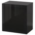BESTÅ klaasustega riiul 60x40x64 cm mustjaspruun/Glassvik must/suitsuklaas