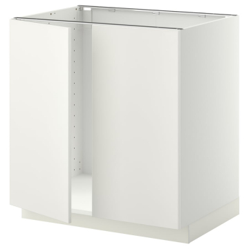 METOD  Põrandakapp valamule, 2 ust, 80x60 cm, valge/Veddinge valge  jalg